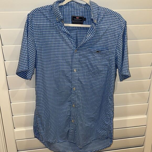 Vineyard Vines check pattern performance shirt men's small - Picture 1 of 4
